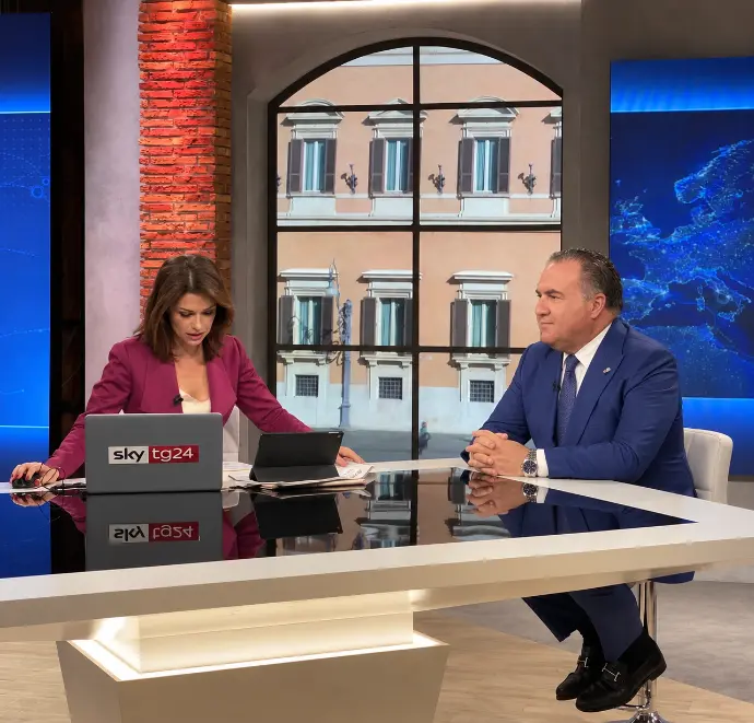 Luca Tomassini a SkyTG24 con Helga Cossu