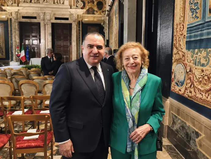 Luca Tomassini con Elettra Marconi al Quirinale